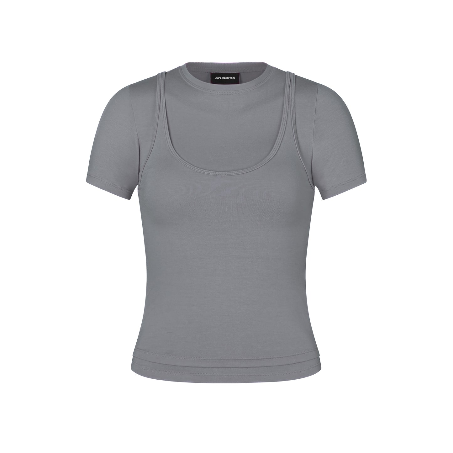 Short Sleeve Layered Top in Smoke