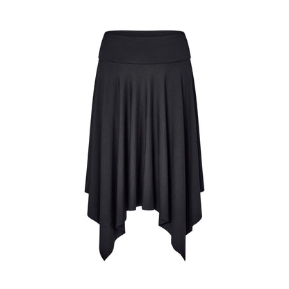 Asymmetric Fold Over Skirt in Black