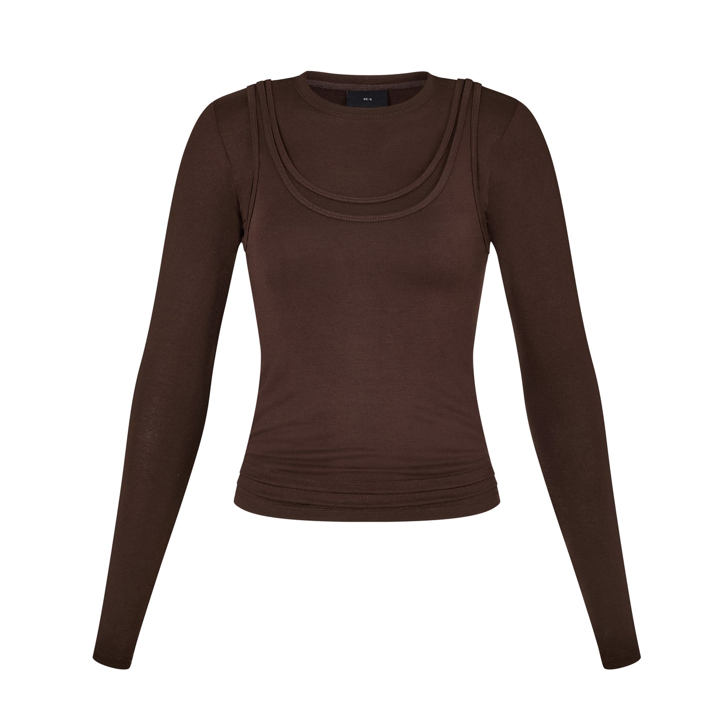 Long Sleeve Layered Top in Brown