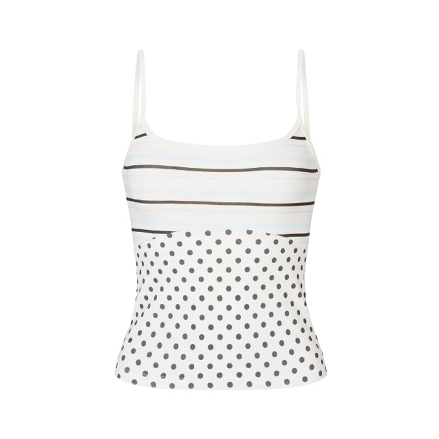 Printed Spaghetti Strap Tank in White