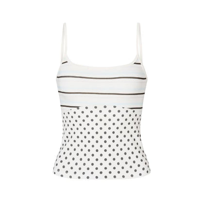 Printed Spaghetti Strap Tank in White
