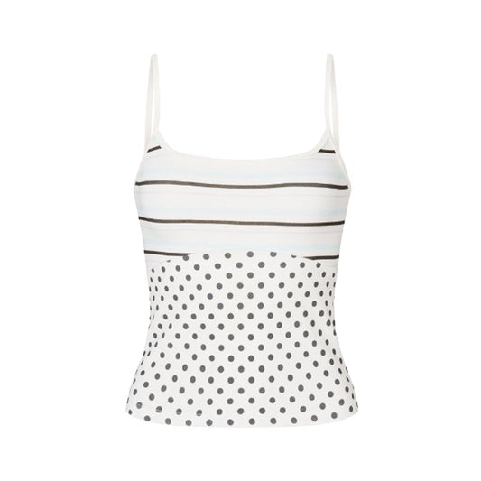 Printed Spaghetti Strap Tank in White