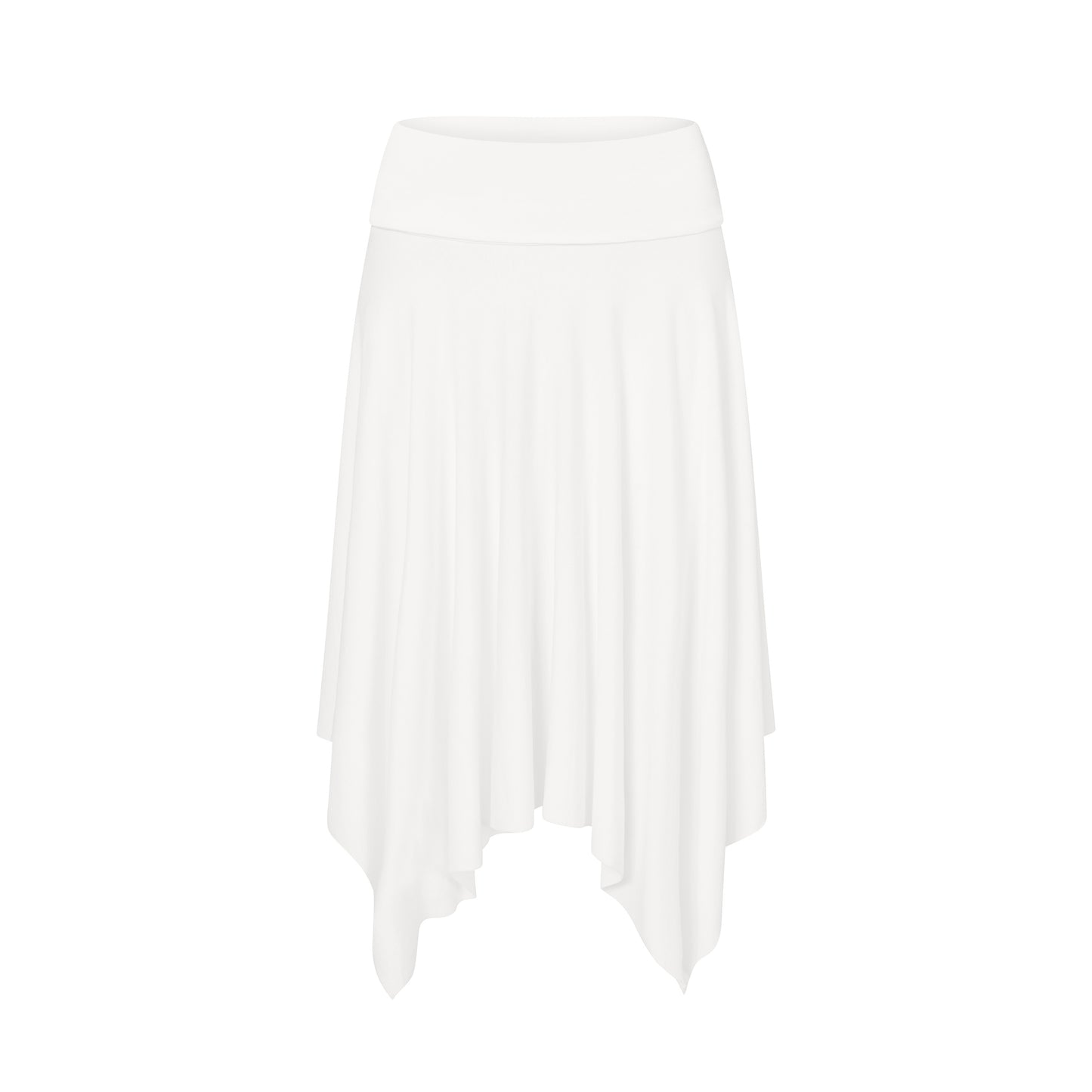 Asymmetric Fold Over Skirt in White