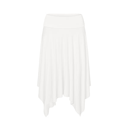 Asymmetric Fold Over Skirt in White