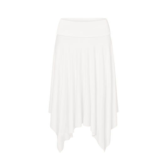 Asymmetric Fold Over Skirt in White