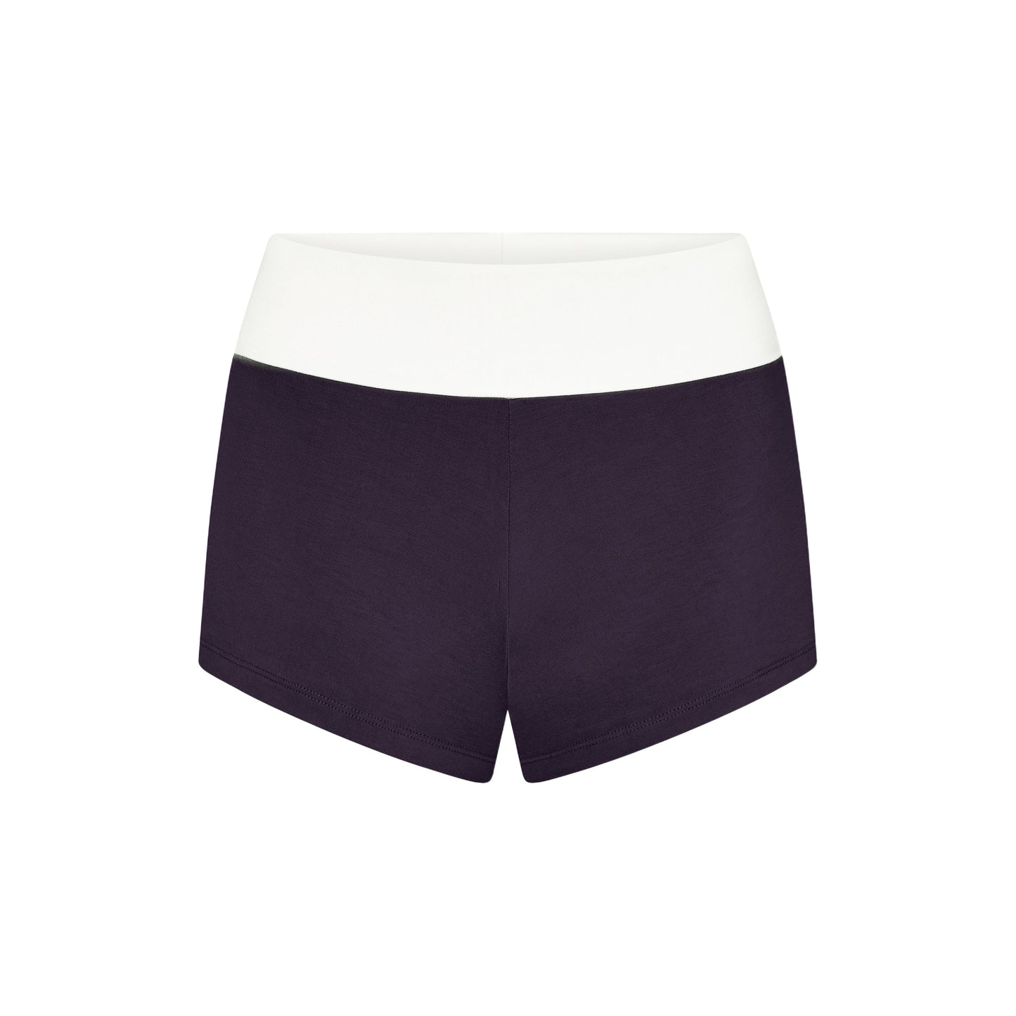 Two-tone Foldover Shorts in White/Purple