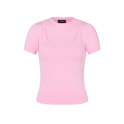 Short Sleeve Layered Top in Gum