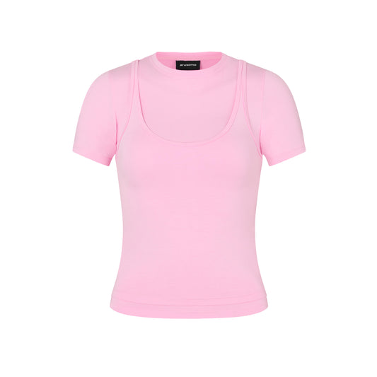 Short Sleeve Layered Top in Gum