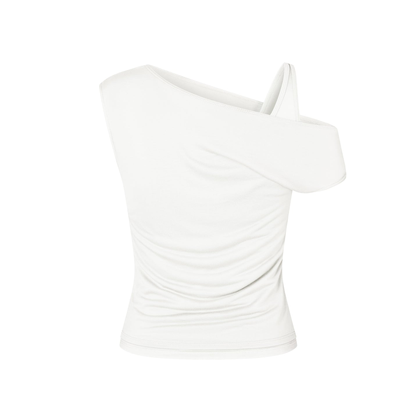 One Shoulder Layered Top in White