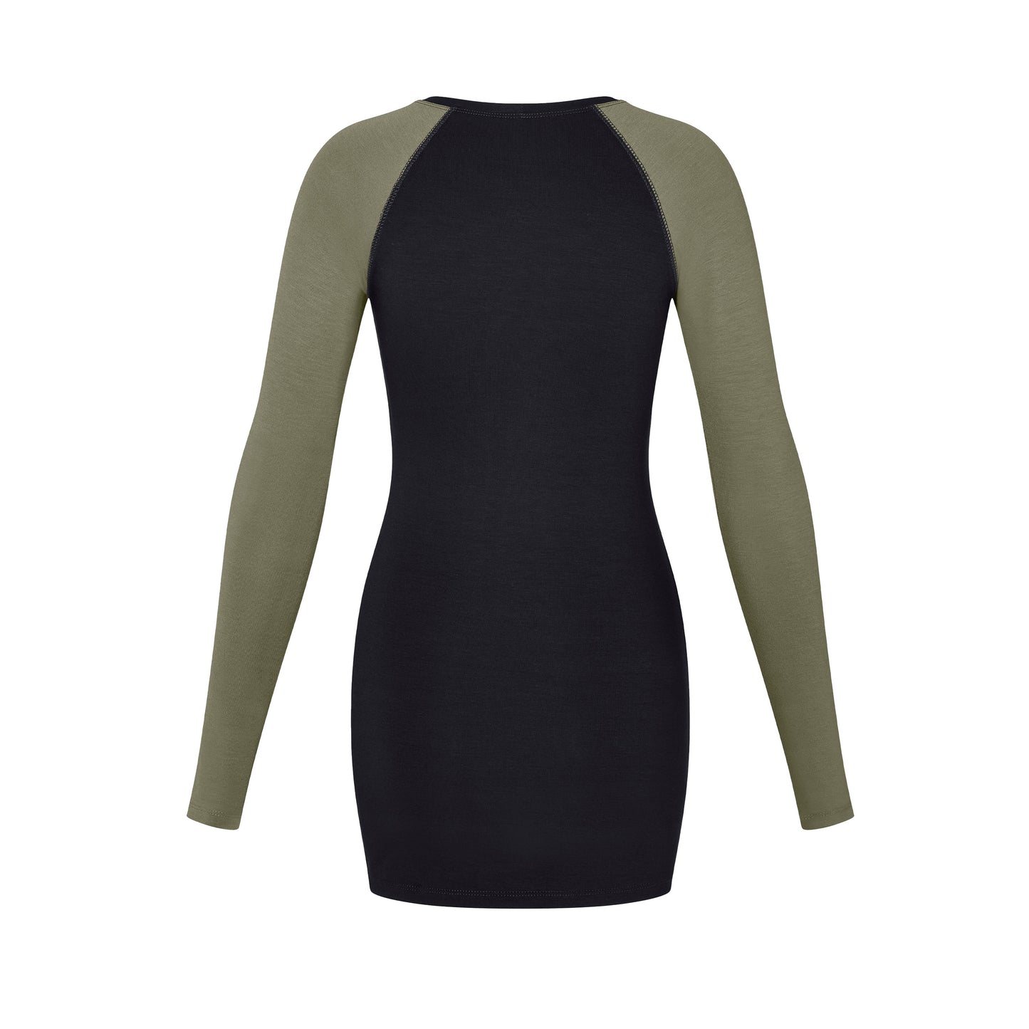 Raglan Mini Dress in Moss/Midnight