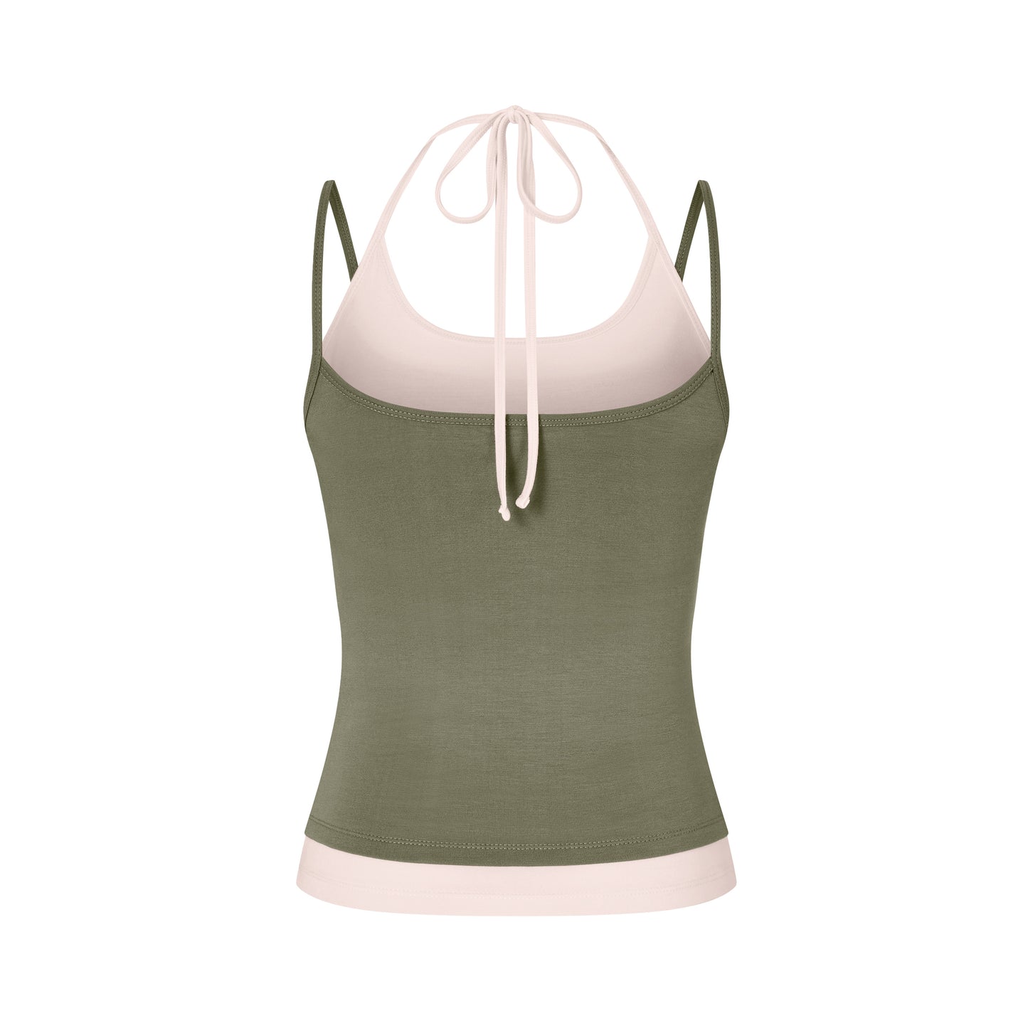 Layered Halter Neck Tank in Moss/Powder