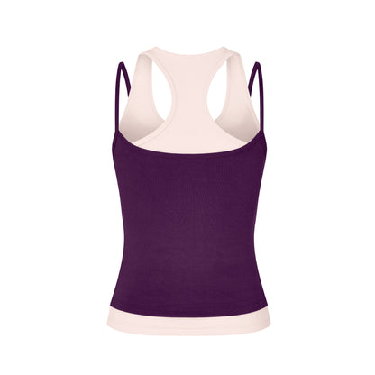 Layered Crew Neck Tank in Purple/Powder