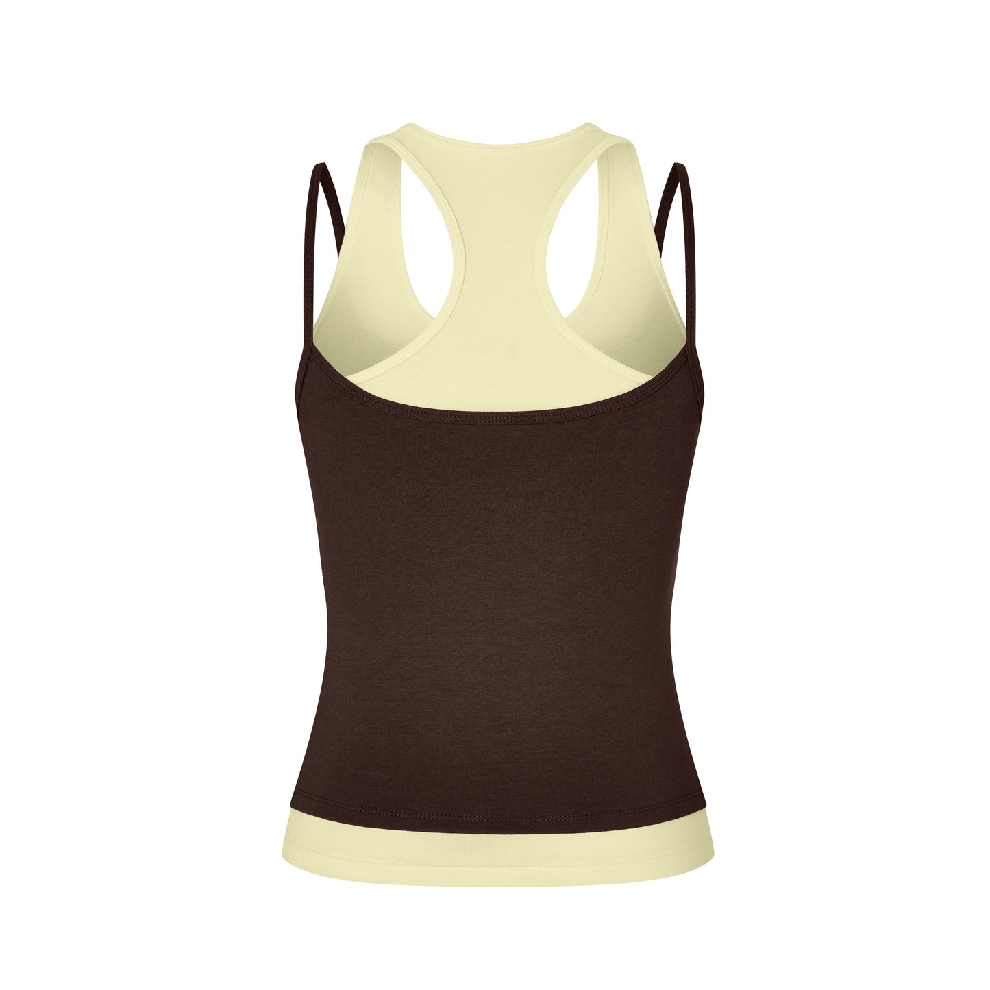 Layered Crew Neck Tank in Brown/Yellow