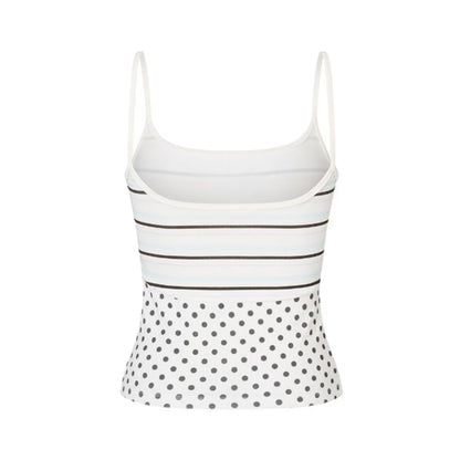Printed Spaghetti Strap Tank in White