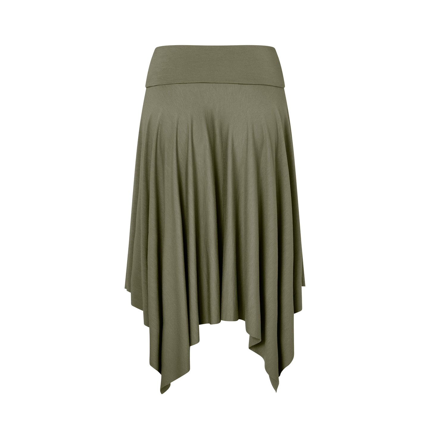 Asymmetric Fold Over Skirt in Moss