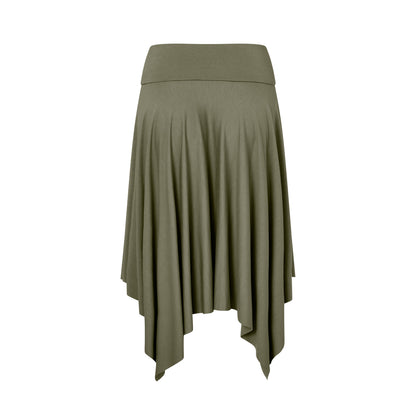 Asymmetric Fold Over Skirt in Moss