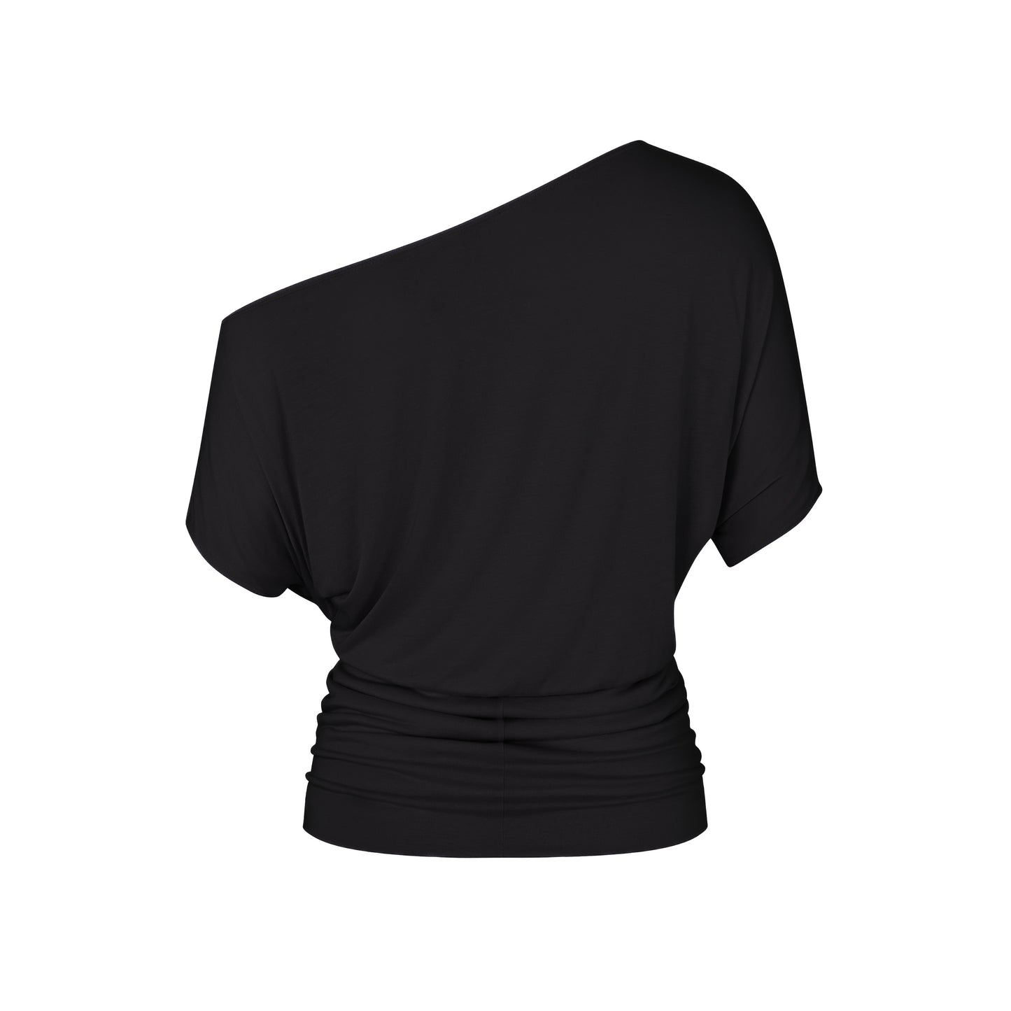 One Shoulder Draped Top in Black