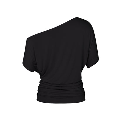 One Shoulder Draped Top in Black