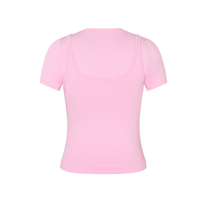 Short Sleeve Layered Top in Gum