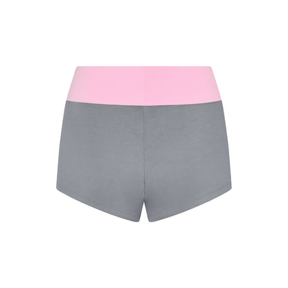 Two-tone Foldover Shorts in Gum/Smoke