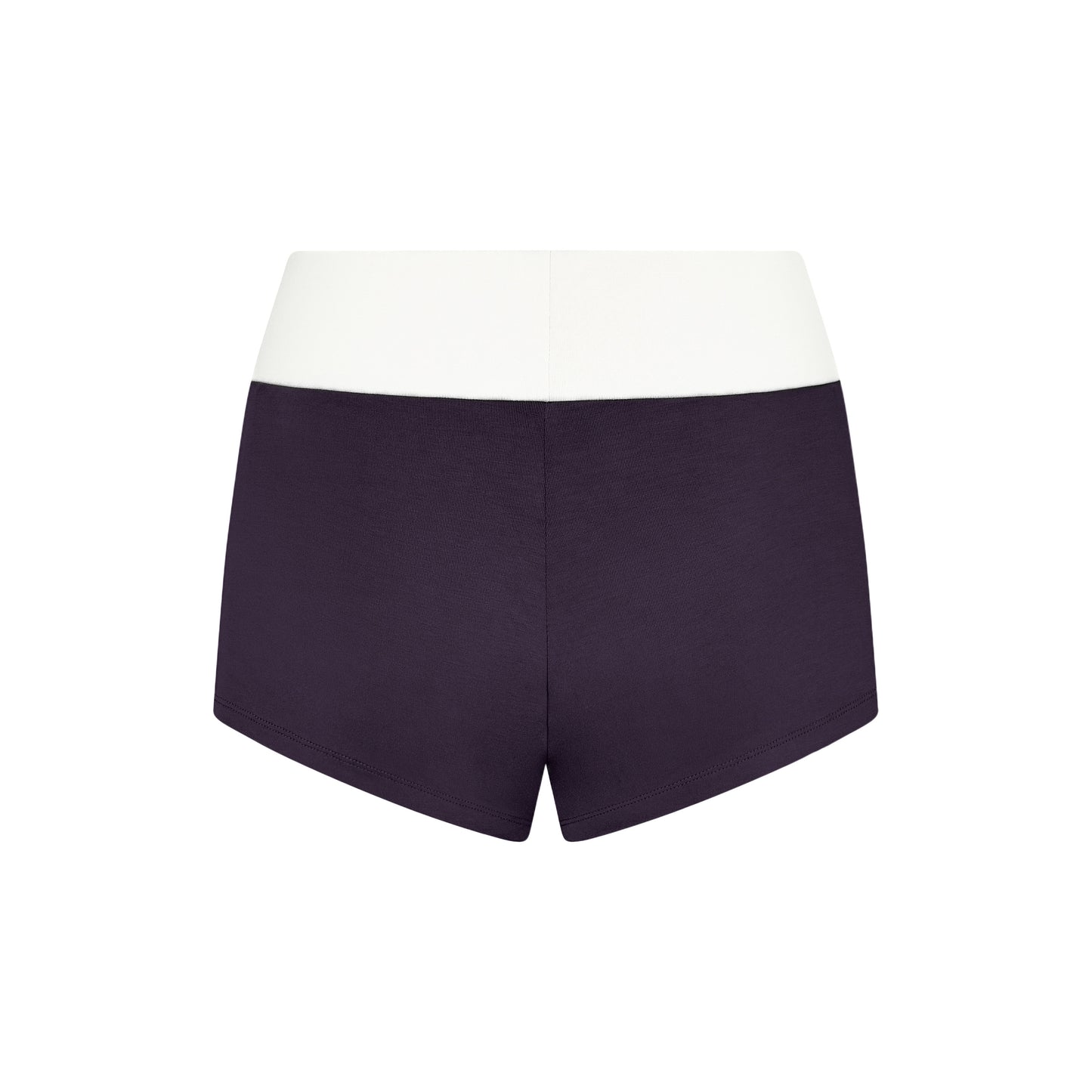 Two-tone Foldover Shorts in White/Purple