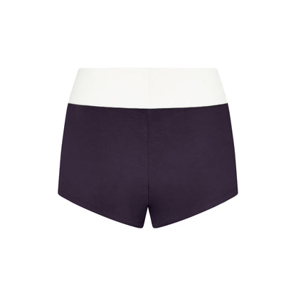 Two-tone Foldover Shorts in White/Purple