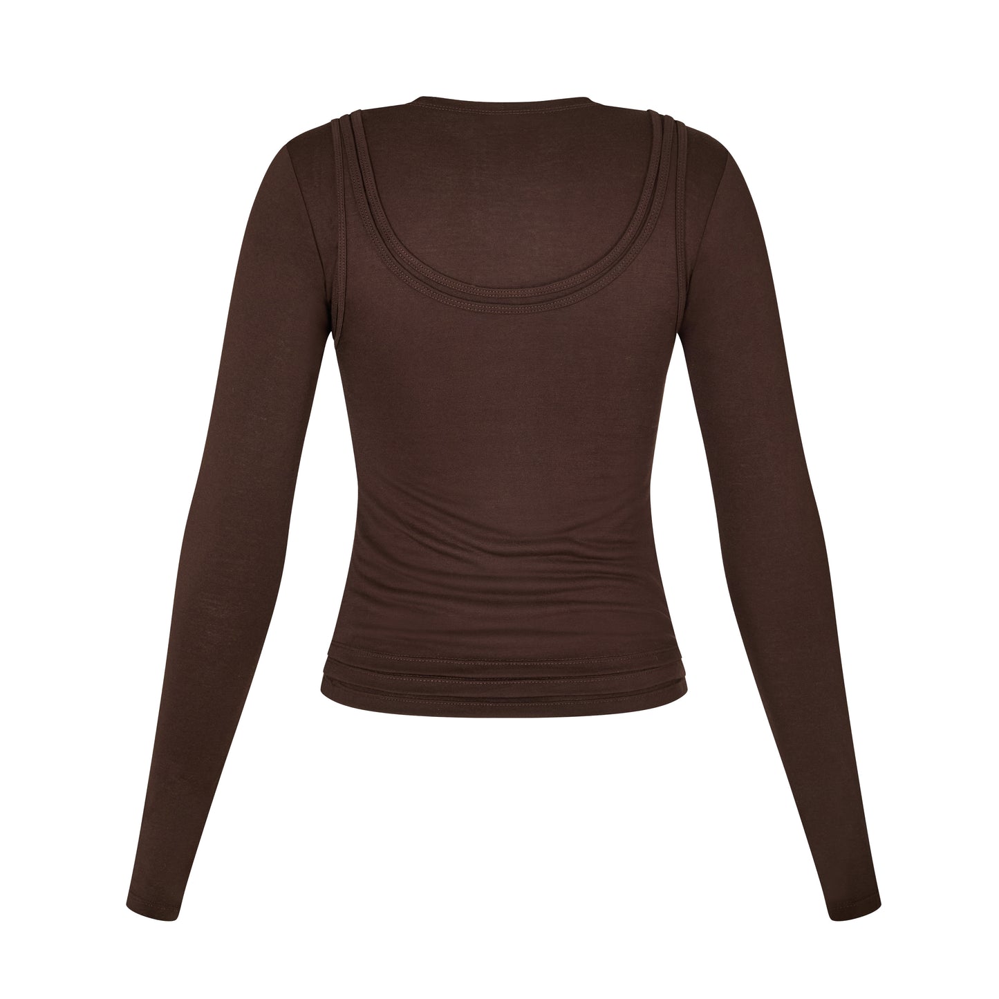 Long Sleeve Layered Top in Brown