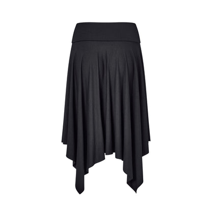 Asymmetric Fold Over Skirt in Black