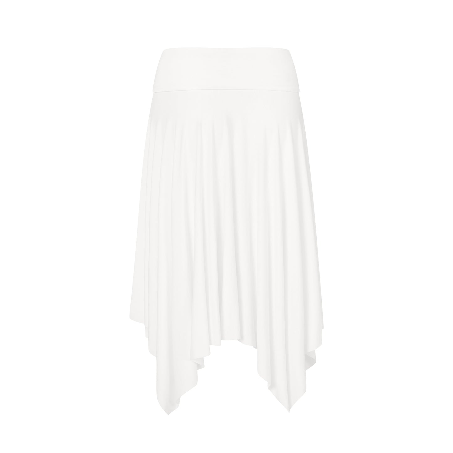 Asymmetric Fold Over Skirt in White