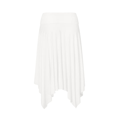 Asymmetric Fold Over Skirt in White