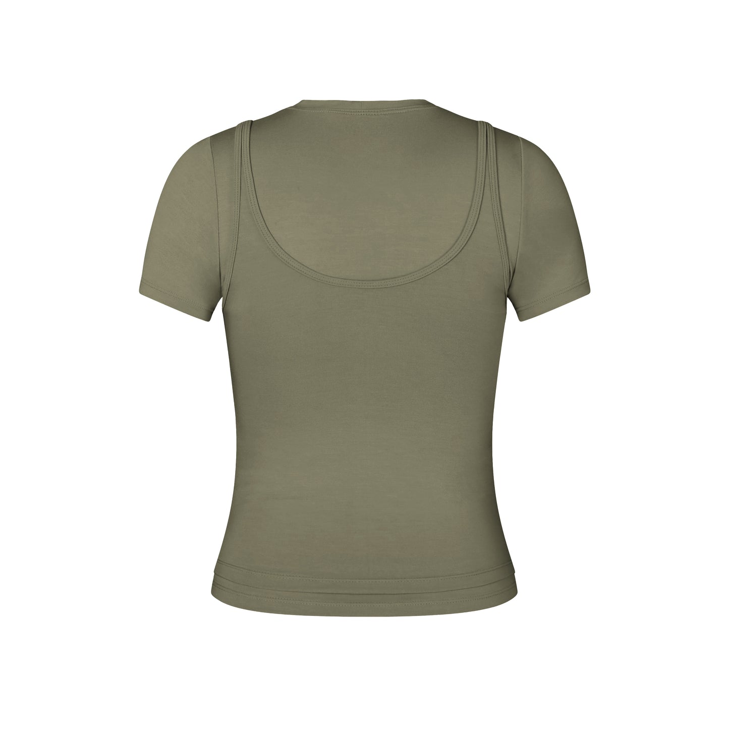 Short Sleeve Layered Top in Moss