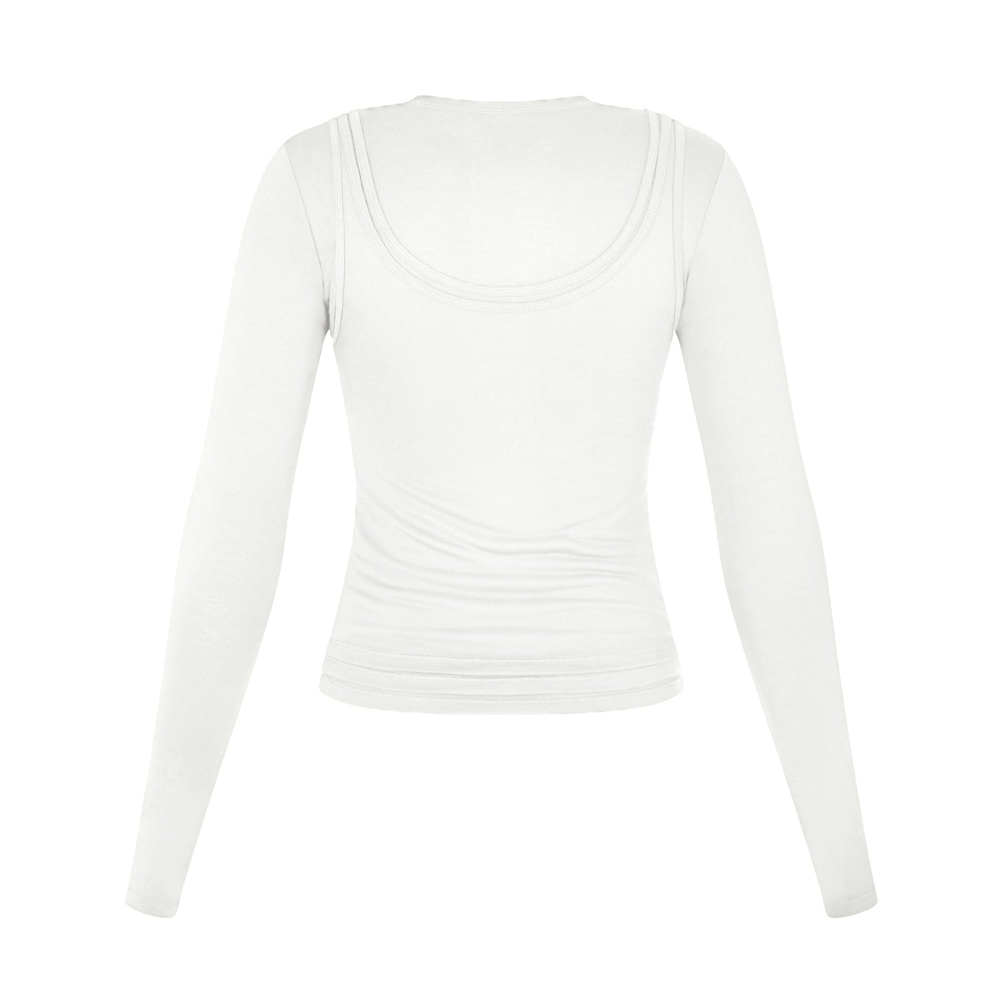Long Sleeve Layered Top in White