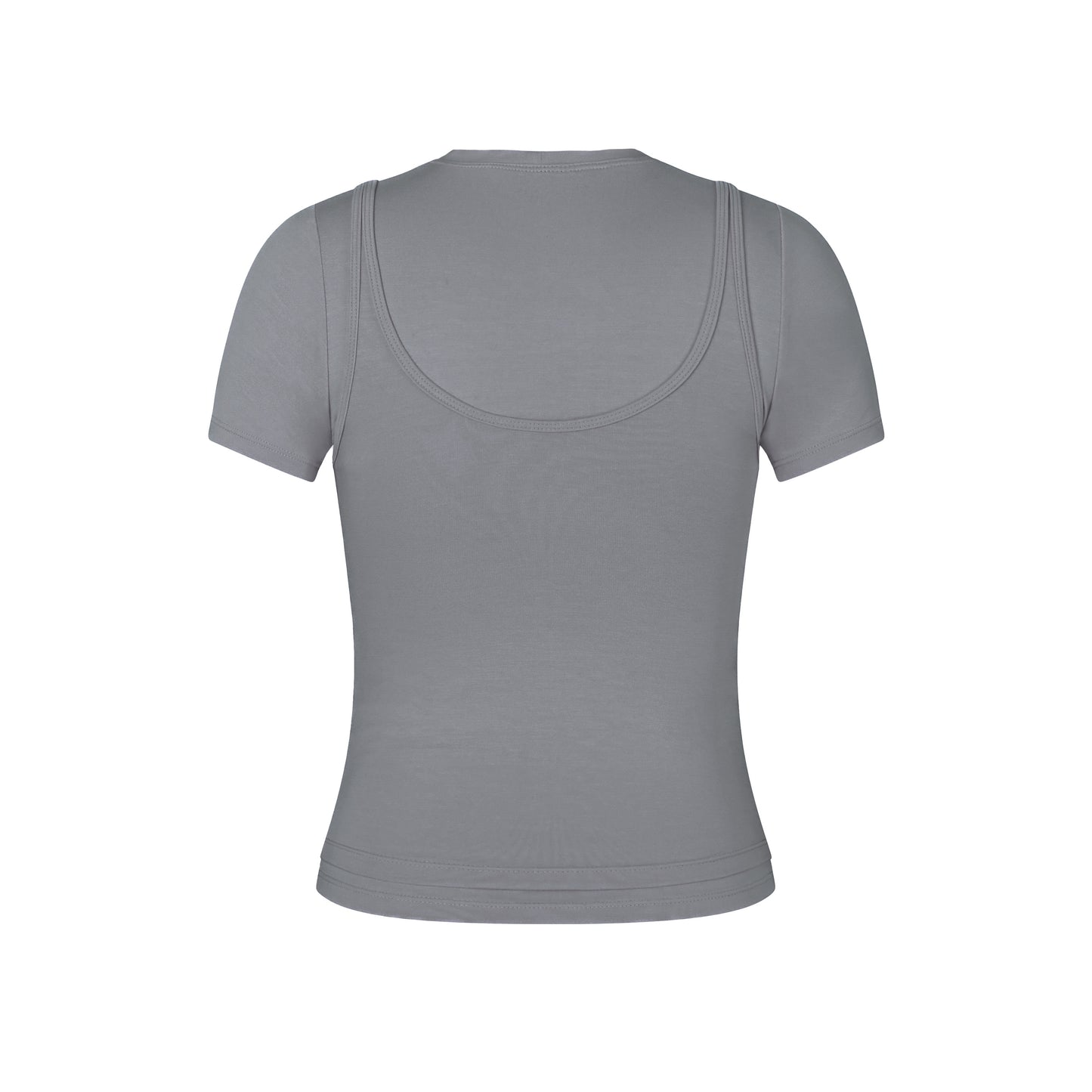 Short Sleeve Layered Top in Smoke