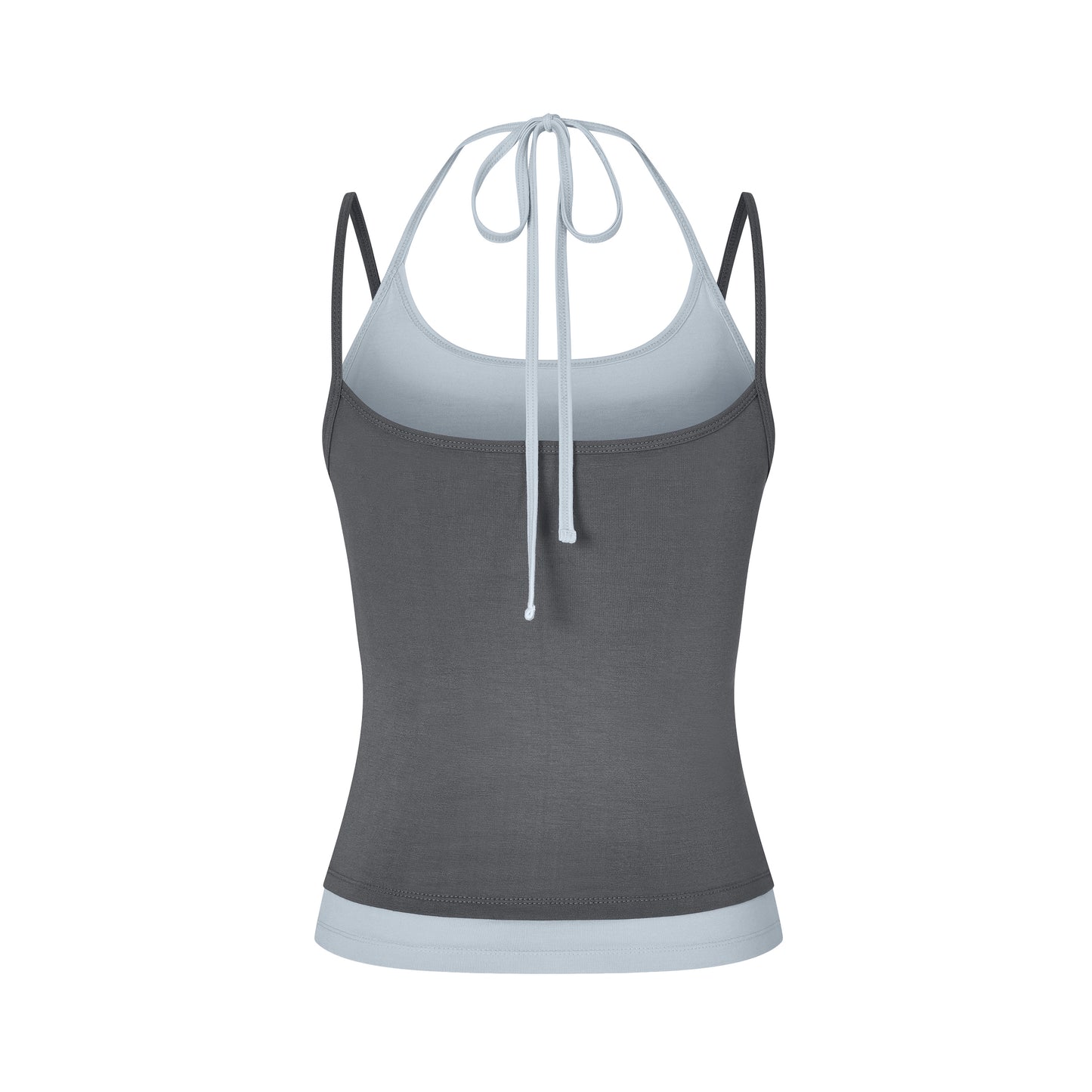 Layered Halter Neck Tank in Charcoal/Sky