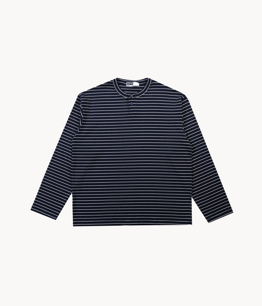 Stripes Henley Long Sleeve Top