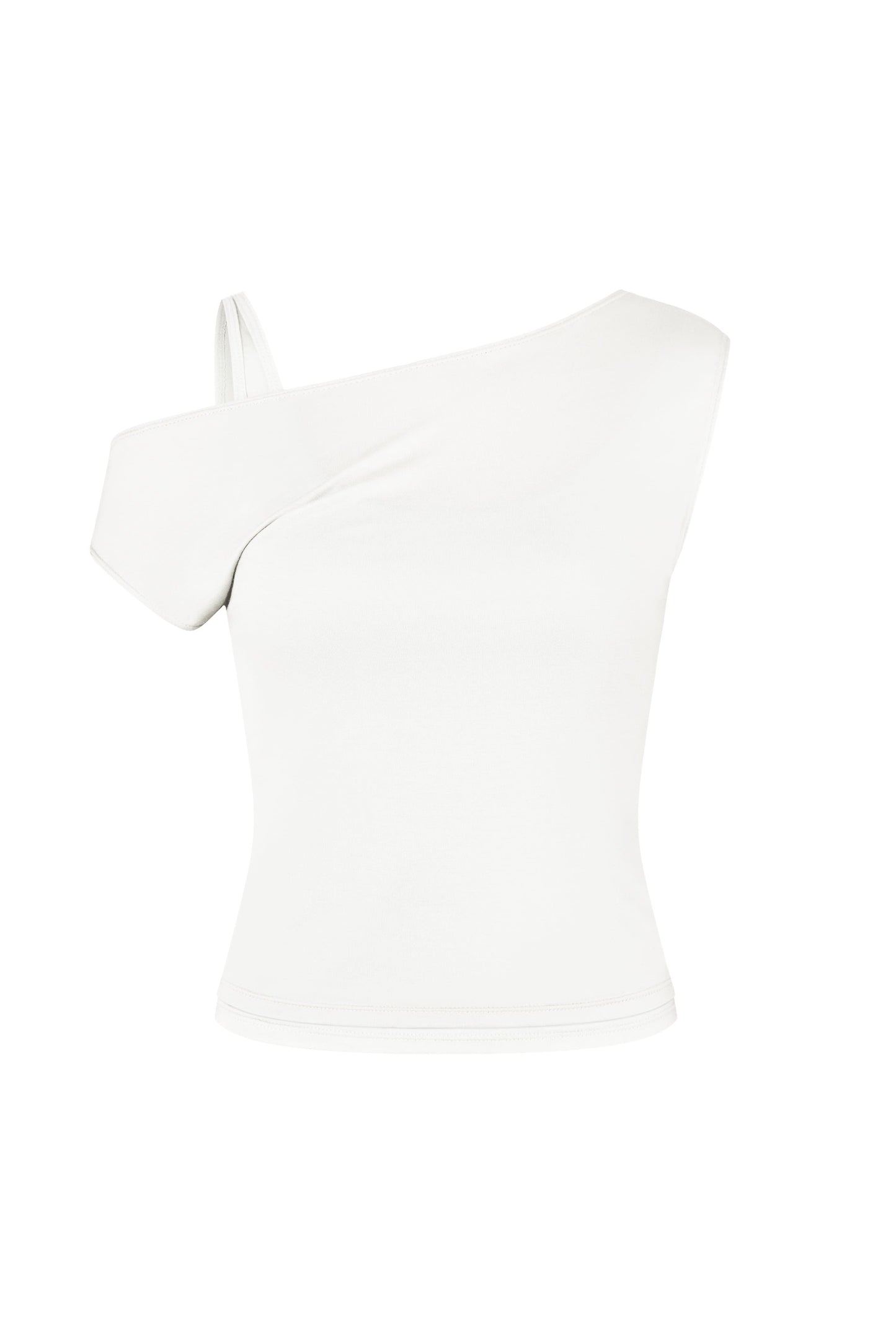 One Shoulder Layered Top in White