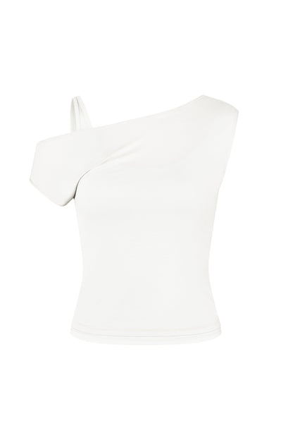One Shoulder Layered Top in White