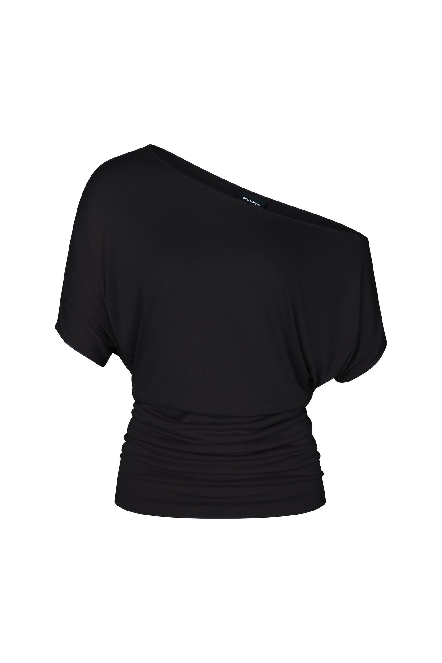 One Shoulder Draped Top in Black