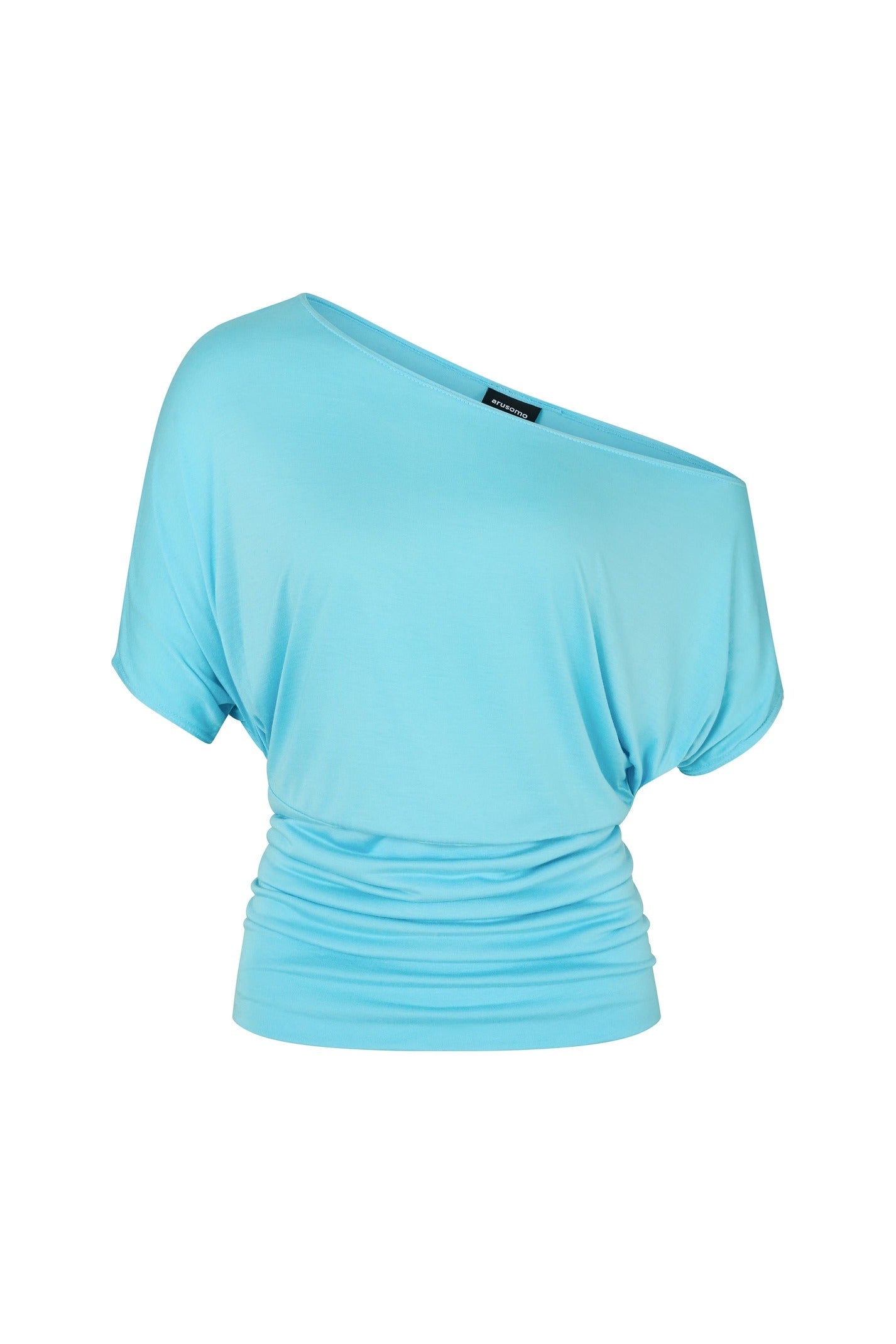 One Shoulder Draped Top in Aqua