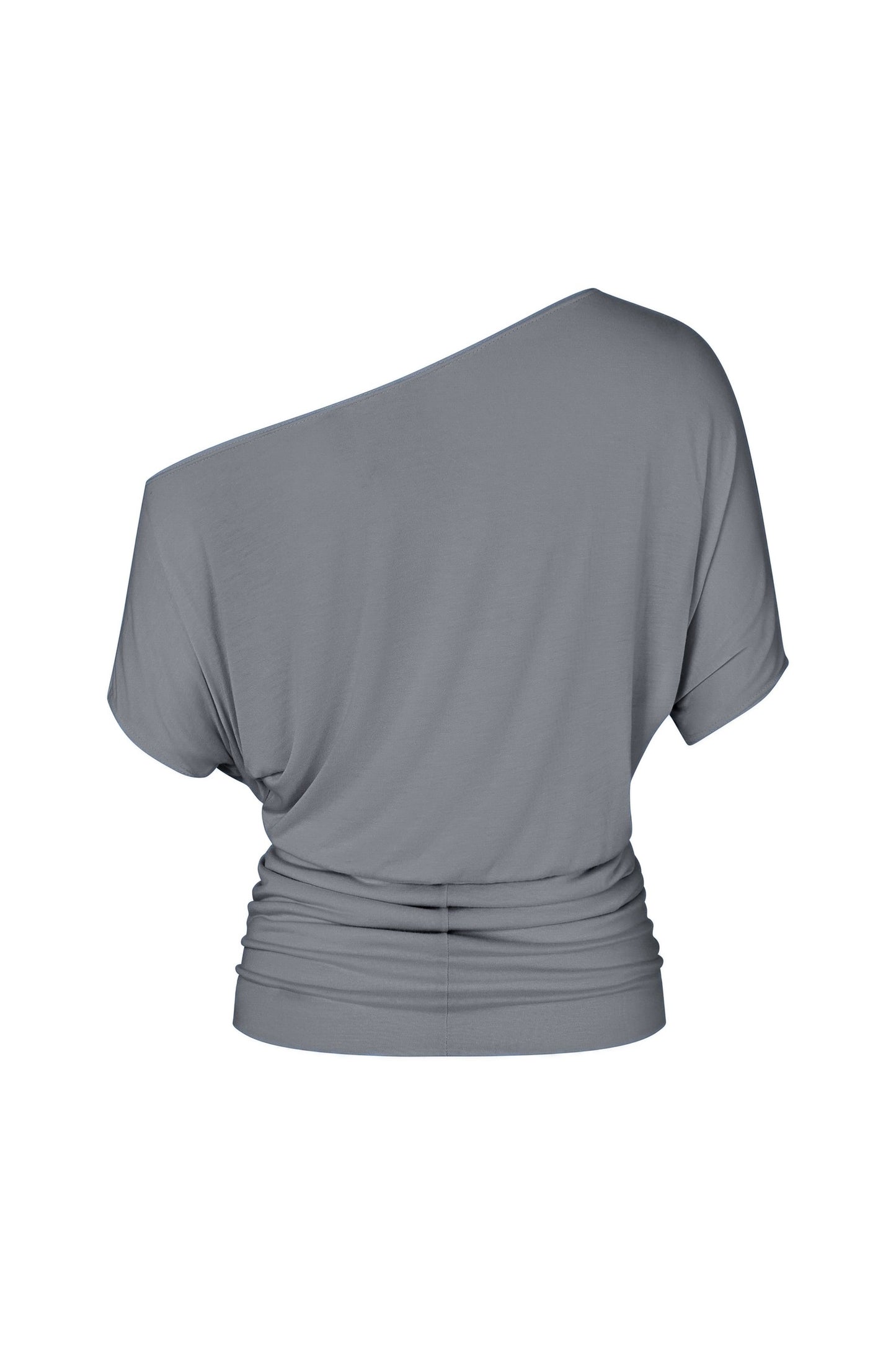 One Shoulder Draped Top in Smoke