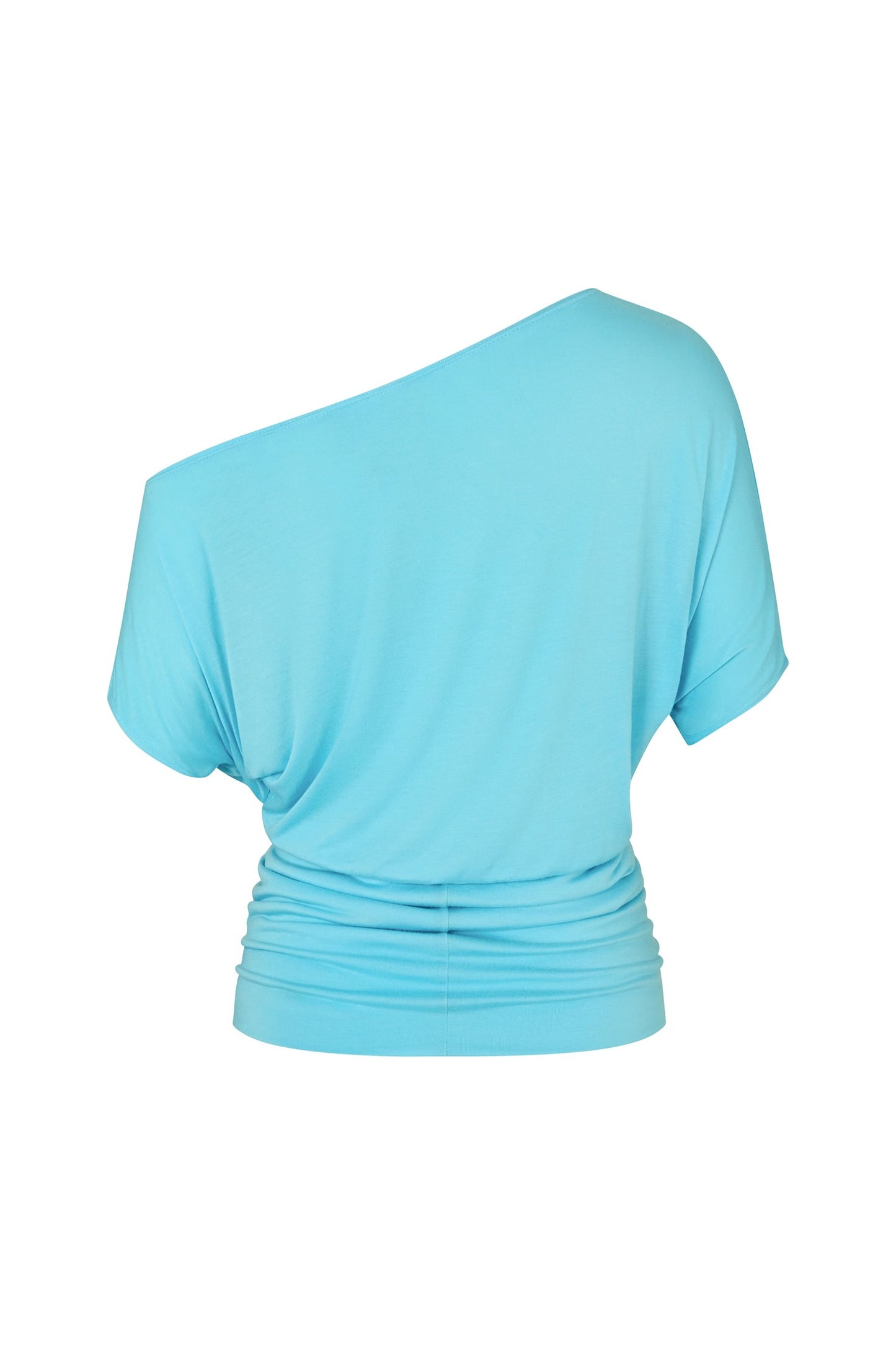 One Shoulder Draped Top in Aqua