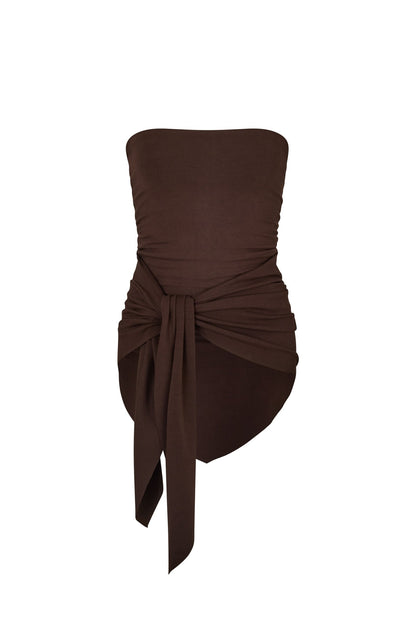 Wrap Tube Top in Brown