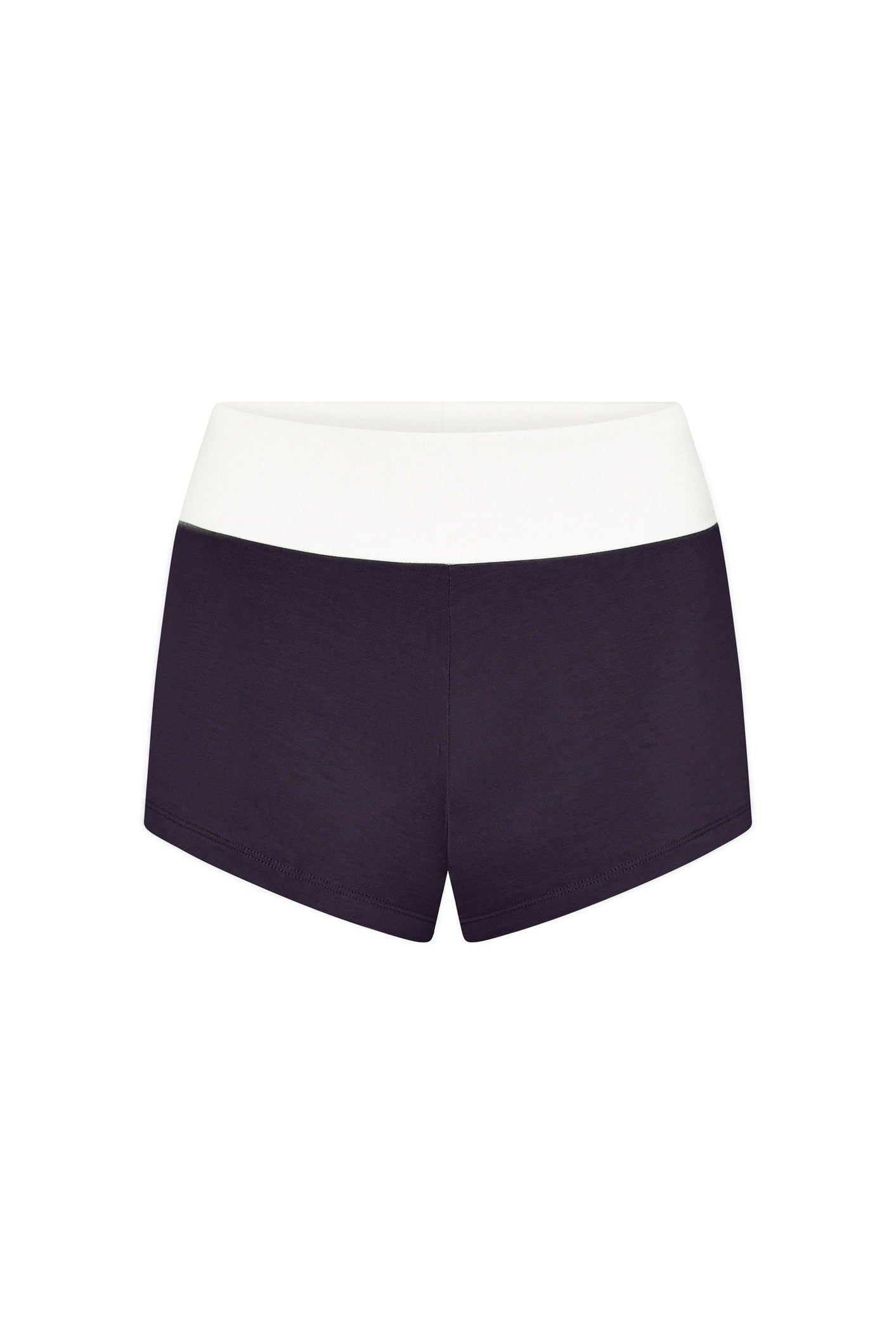 Two-tone Foldover Shorts in White/Purple
