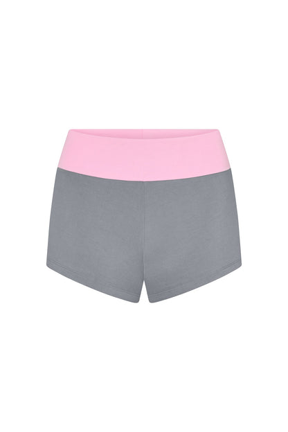 Two-tone Foldover Shorts in Gum/Smoke