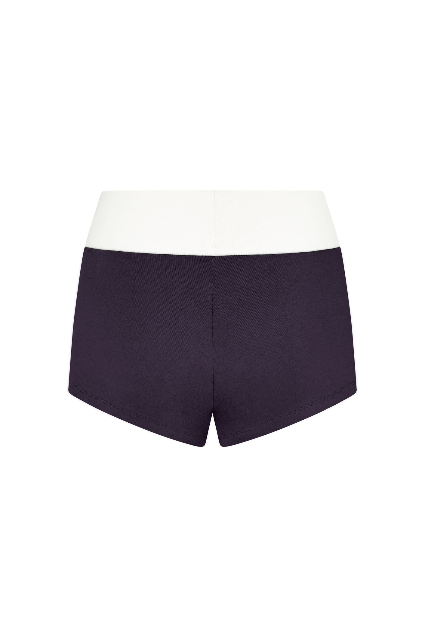 Two-tone Foldover Shorts in White/Purple