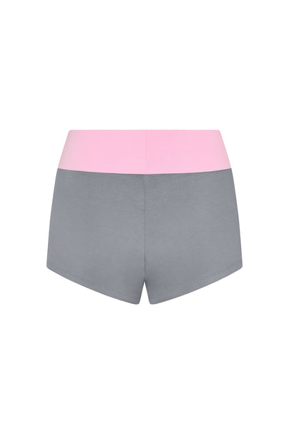 Two-tone Foldover Shorts in Gum/Smoke
