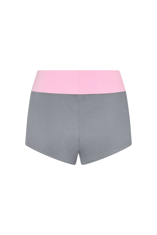 Two-tone Foldover Shorts in Gum/Smoke
