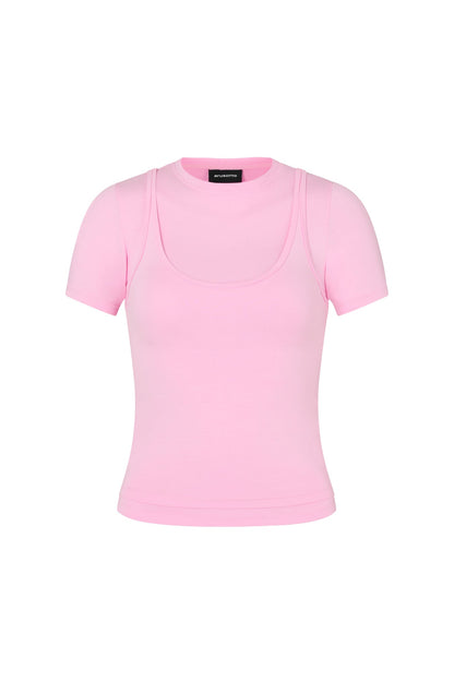 Short Sleeve Layered Top in Gum