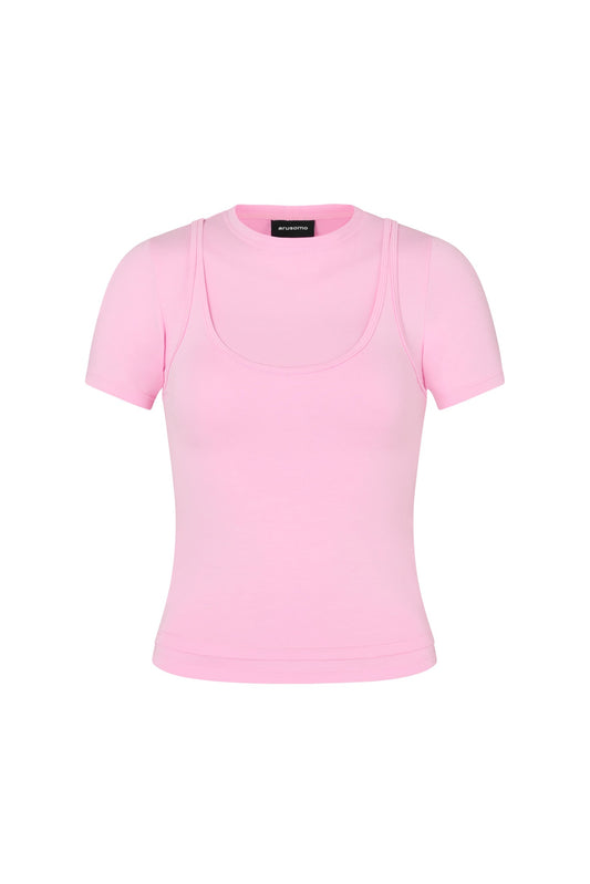 Short Sleeve Layered Top in Gum