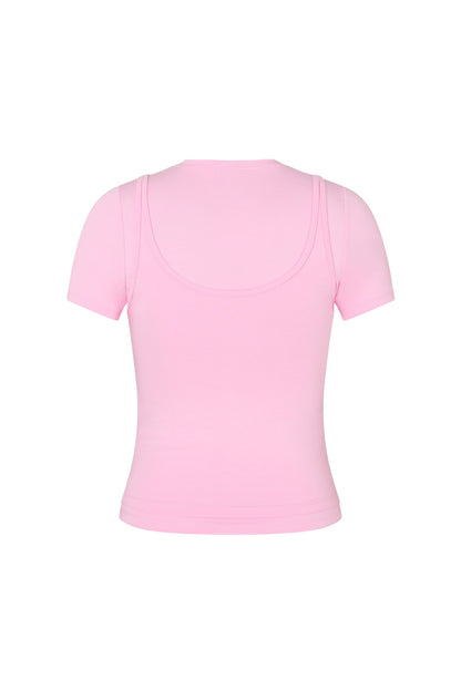 Short Sleeve Layered Top in Gum